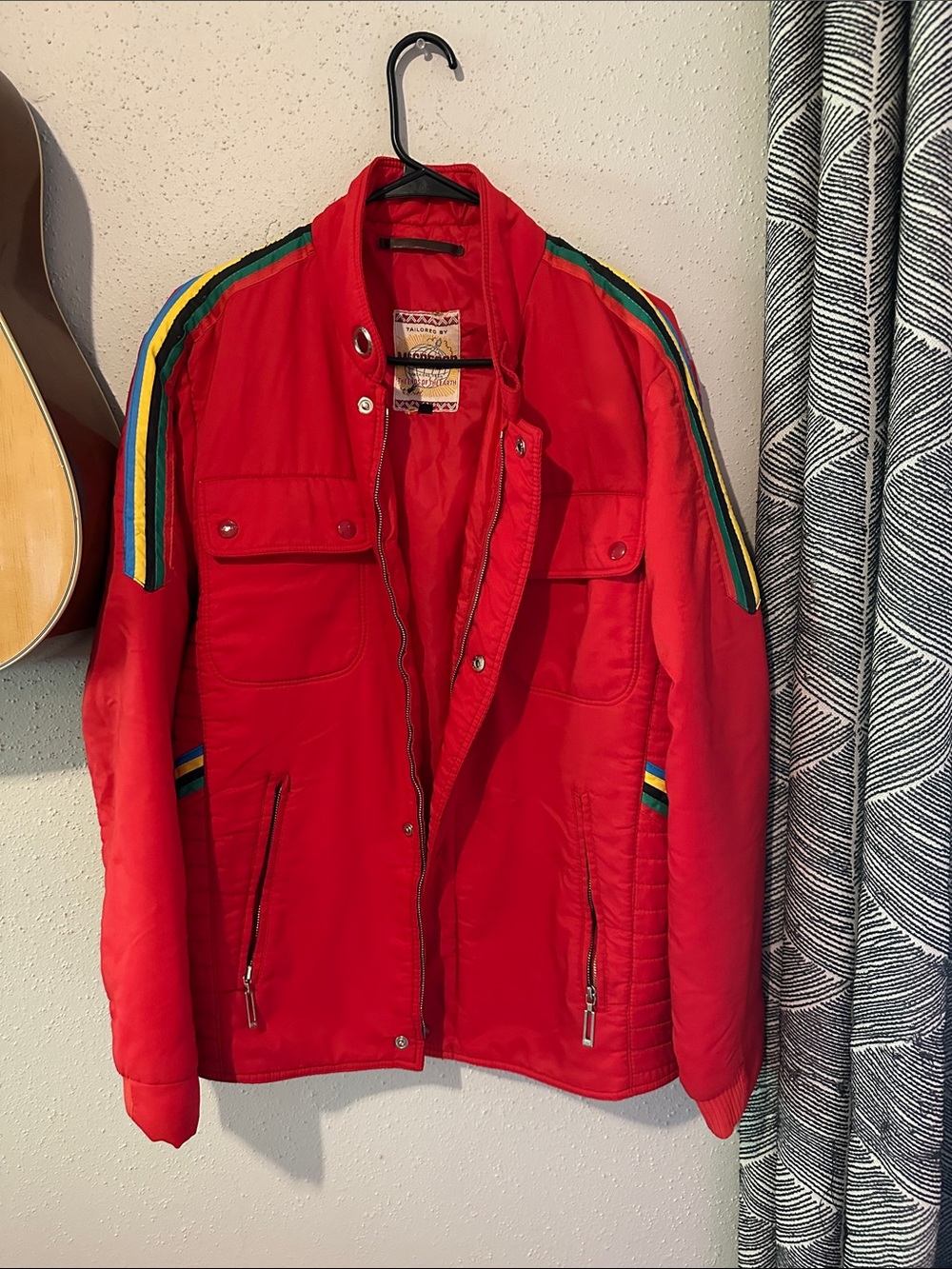 Red Vintage Zip-Front Jacket